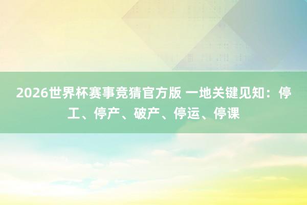 2026世界杯赛事竞猜官方版 一地关键见知：停工、停产、破产、停运、停课