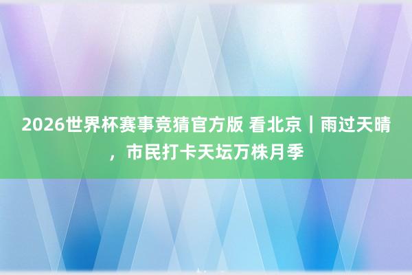 2026世界杯赛事竞猜官方版 看北京｜雨过天晴，市民打卡天坛万株月季
