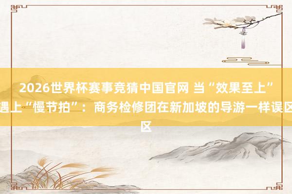 2026世界杯赛事竞猜中国官网 当“效果至上”遇上“慢节拍”：商务检修团在新加坡的导游一样误区