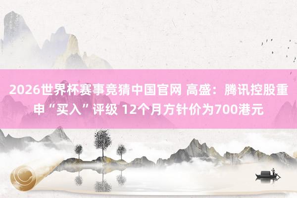 2026世界杯赛事竞猜中国官网 高盛：腾讯控股重申“买入”评级 12个月方针价为700港元