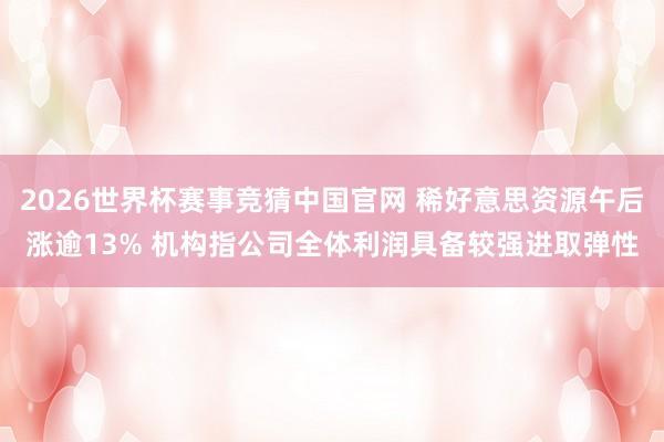 2026世界杯赛事竞猜中国官网 稀好意思资源午后涨逾13% 机构指公司全体利润具备较强进取弹性