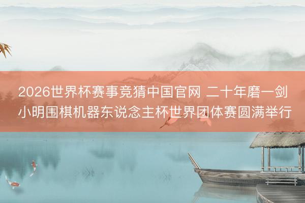 2026世界杯赛事竞猜中国官网 二十年磨一剑 小明围棋机器东说念主杯世界团体赛圆满举行
