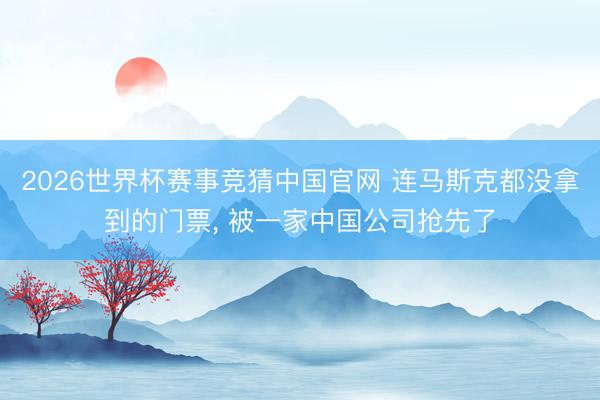 2026世界杯赛事竞猜中国官网 连马斯克都没拿到的门票， 被一家中国公司抢先了