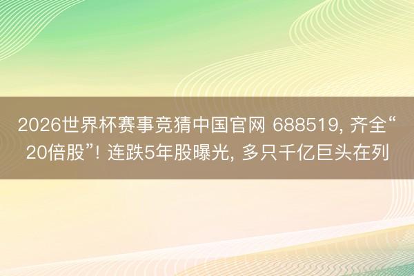 2026世界杯赛事竞猜中国官网 688519， 齐全“20倍股”! 连跌5年股曝光， 多只千亿巨头在列